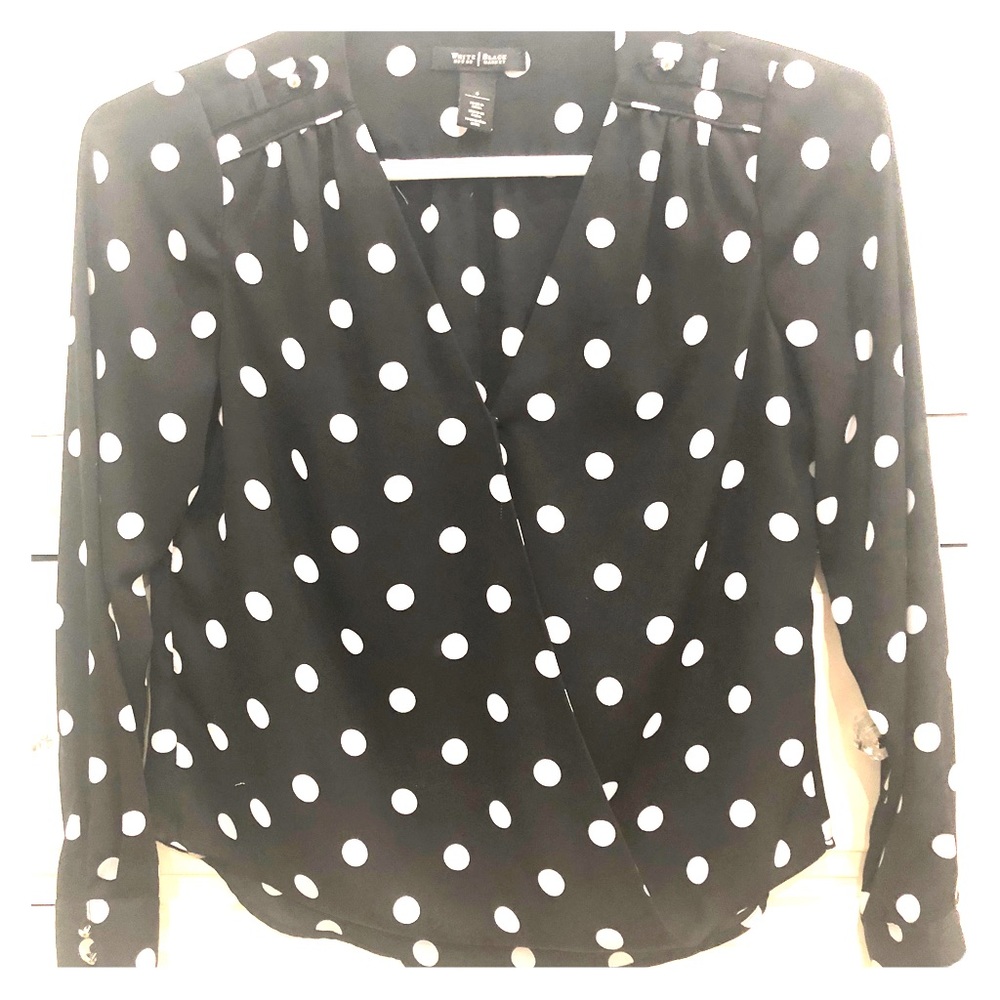 White House Black Market Size 6 Polka Dot Blouse